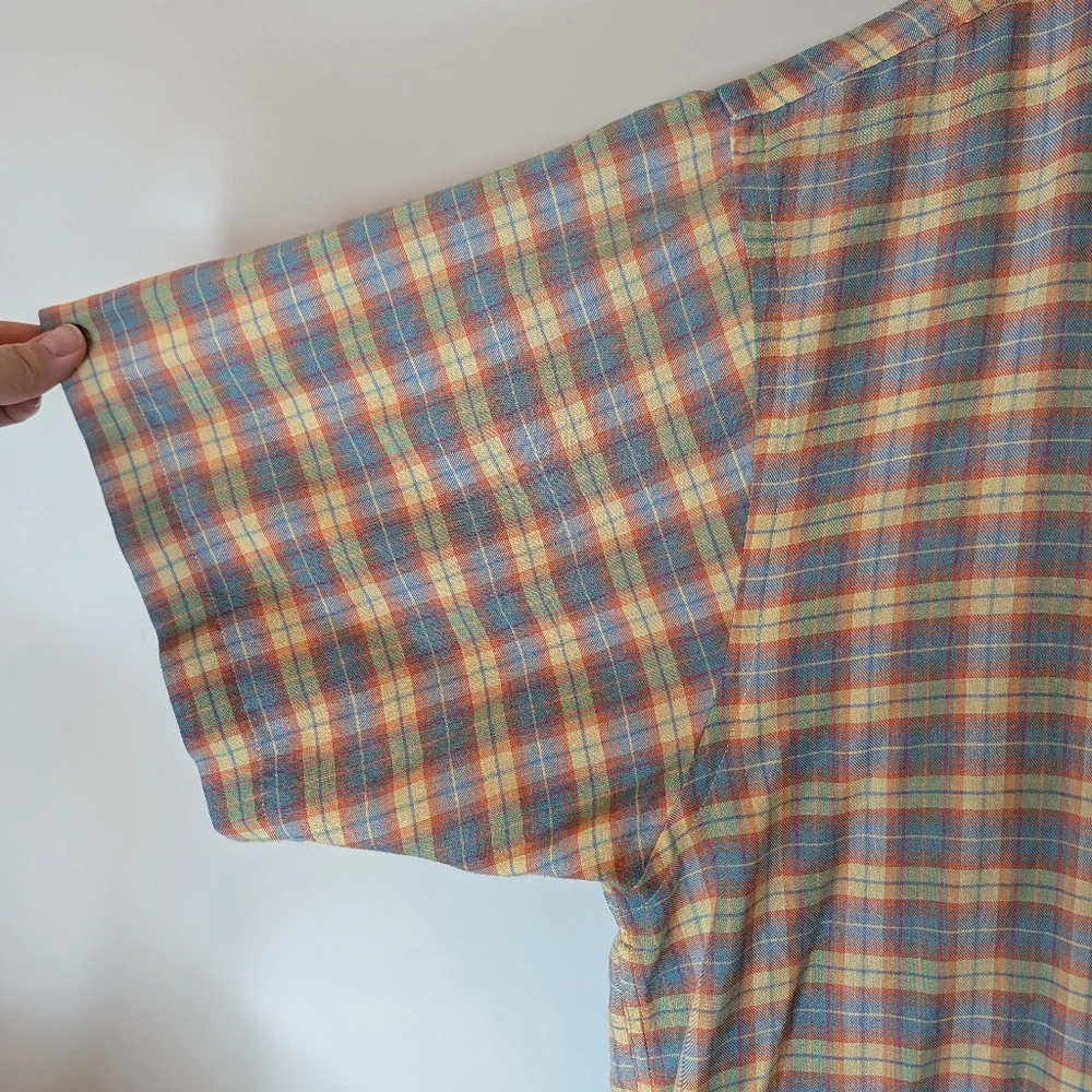 GANT Heritage Twill Plaid Short Sleeve Button Up Shirt Men's Large Vintage - Picture 7 of 9